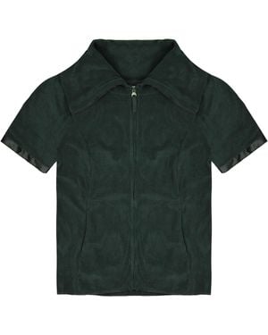Nike Zip Up Funnel Neck Short Sleeve Tennis Top Pullover 268812 010 - Green