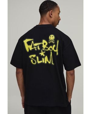 BoohooMAN Oversized Fat Boy Slim License Print T-Shirt - Black