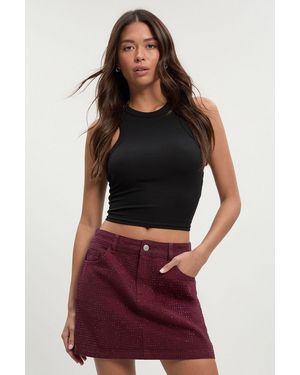 Boohoo Embellished Mini Skirt - Red