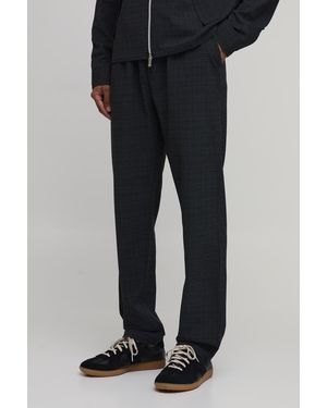BoohooMAN Micro Check Pleat Front Straight Leg Trouser Co-Ord - Black