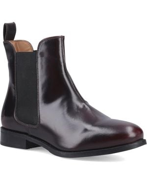 Hush Puppies Colette Leather Bordeaux Wide Fit Flat Chelsea Boots - Brown