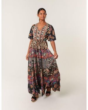 Blue Vanilla Angel Sleeve Button Front Maxi Dress - Natural