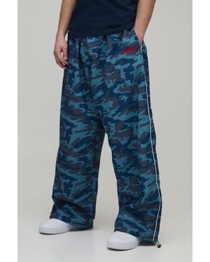 BoohooMAN Extreme Parachute Camo Track Trousers - Blue