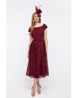 Coast Bardot Ribbon Embroidered Midi Dress