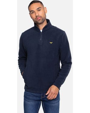 Threadbare Quarter Zip Fleece Jumper - Blue