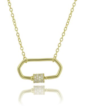 The Jewellery Stockroom Plated Sterling Cz Clasp Chain Necklace - Metallic