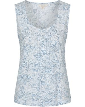 Mountain Warehouse 'Orchid' Printed Vest Lightweight Breathable 100% Cotton Ladies Tank Top Viscose - Blue