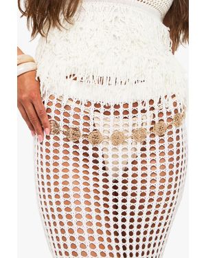 Boohoo Metal Cut Out Disc Belt - White