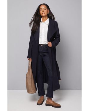 Wallis Belted Maxi Coat - Blue