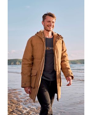 Mountain Warehouse 'Fistral' Borg Lined Parka With Side Pockets Water Resistant Windproof Coat Cotton - Blue