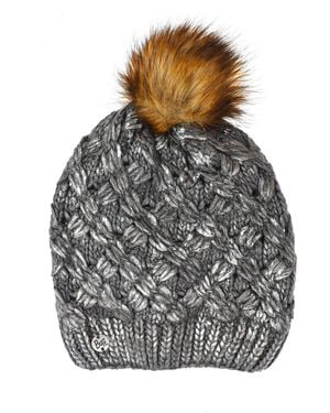 Buff Knitted Hat With Fleece Lining 100200 - Grey