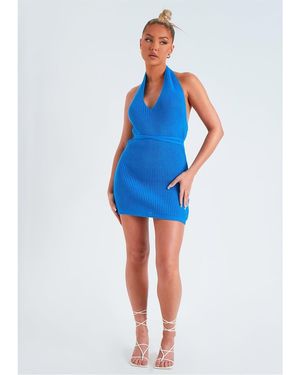 Missy Empire Missy Empire Halter Neck Mini Dress - Blue
