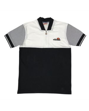 Ellesse Slim Fit Zip Tricol Polo Cotton - Black