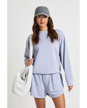 Boohoo Washed Distressed Loopback Sweatshirt - White