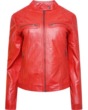 Pelle D'annata D’Annata Ladies Real Leather Biker Jacket - Red