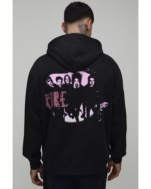 BoohooMAN Tall Oversized The Cure License Printed Hoodie - Black