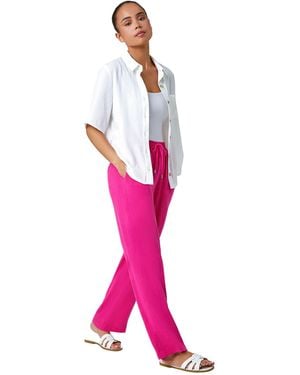 Roman Petite Linen Mix Trousers - Pink
