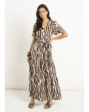Gini London Zebra Print Wrap Midi Dress - White