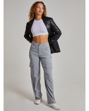 Pink Vanilla Wide Leg Pocket Cargo Trousers - Grey