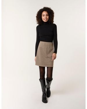Blue Vanilla Check Mini Skirt - Natural