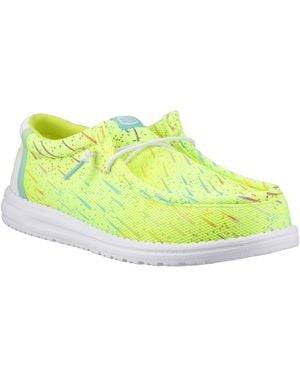 HEYDUDE Wally Party Mesh Classic Slip On Shoes - Yellow