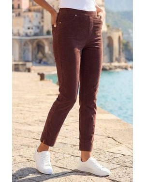Roman Corduroy Stretch Denim Trousers - Brown