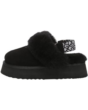 EVER AU Wagtail Removable Strap Platform Slippers - Black