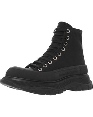 McQueen Canvas And Rubber Exaggerated Sole Ankle Boots - Black