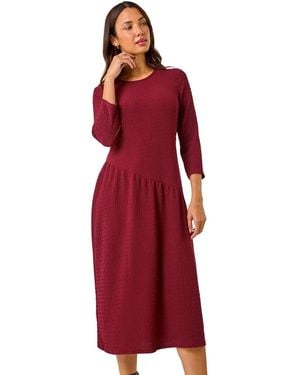 Roman Textured A-Line Stretch Midi Dress