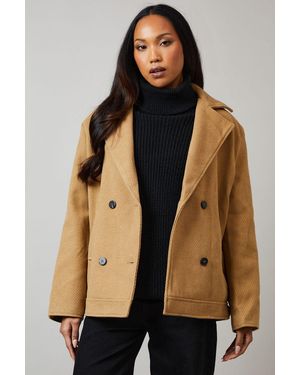 PRINCIPLES Collar Detail Double Breasted Jacket - Natural
