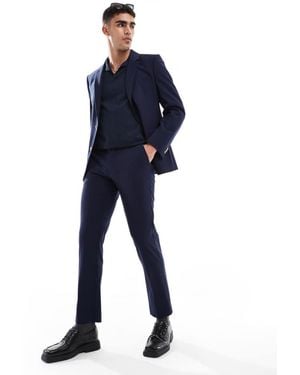 ASOS Washable Slim Suit Trousers With Lightweight Worsted Wool - Blue