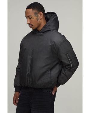 BoohooMAN Boxy Fit Pull Over Hooded Jacket - Black