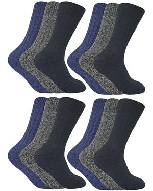 Sock Snob 12 Pairs Wool Boot Socks For Hiking - Blue