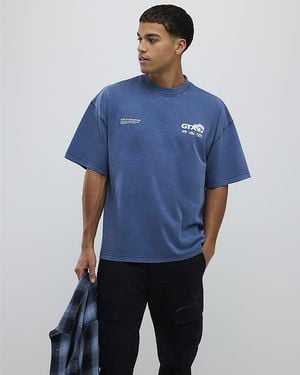 River Island T-Shirt Oversized Fit Gtx Off Road Cotton - Blue