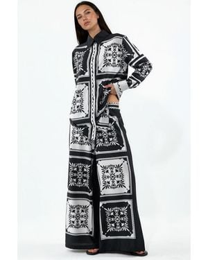 Msn-Collection Geometric Shirt And Wide-Leg Trousers Set - Multicolour