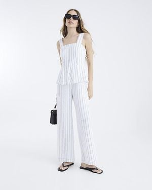 River Island Jumpsuit Stripe Peplum Striped Outfit Viscose - White