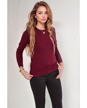 Banana Republic Cable Knit Round Neck Jumper - Red