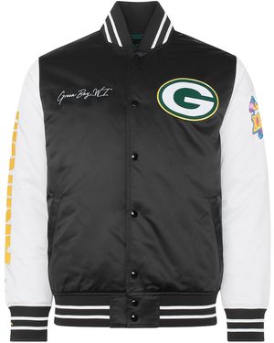 Mitchell & Ness Nfl Bay Packers Satin Bomber Jacket - Black