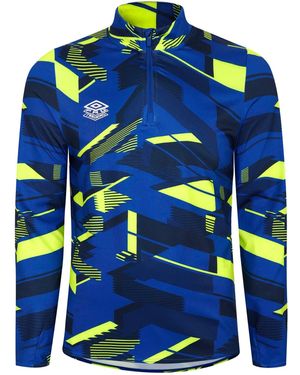 Umbro Premier Graphic Warm Up Mid Layer Top - Blue