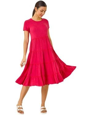 Roman Tiered Smock Midi Dress