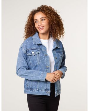 Blue Vanilla Embellished Denim Jacket - Blue