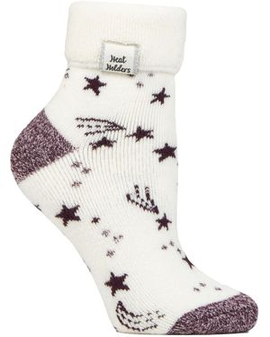 Heat Holders Ladies Cosy Socks With Turn Over Cuff - White