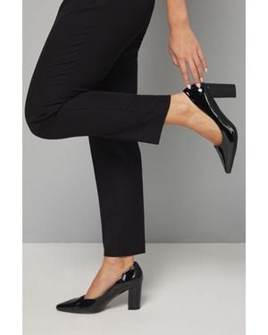 Good for the Sole Wide Fit Exmoor Faux Patent Leather Comfort Medium Block Heel Court Shoes - Black