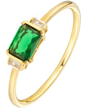 The Jewellery Stockroom Plated Emerald Baguette Triple Cz Engagement Ring - Blue
