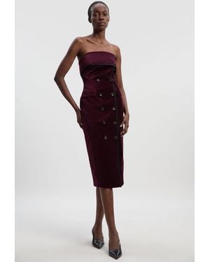 Karen Millen Velvet Groisgrain Bandeau Midi Tailored Dress