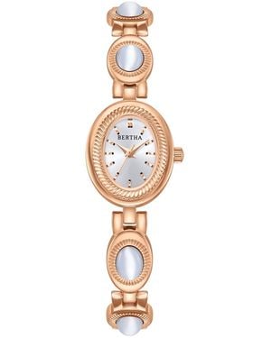 Bertha Rosalie Jade Stone Bracelet Watch - Metallic