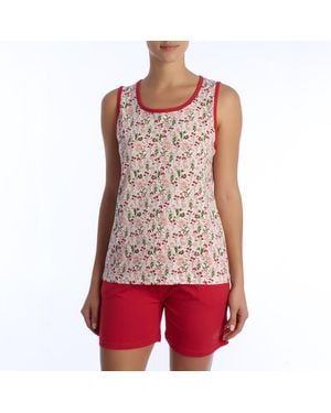 Kisses&Love Wide Strap Cotton Pyjamas Kl45250 - Red