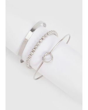 Boohoo Knot Bangle Bracelet 3 Pack - Blue