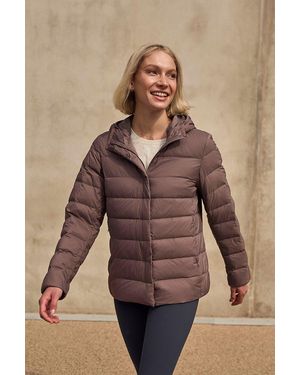 Mountain Warehouse Lightweight Down Jacket Packable Water Resistant Hooded Winter Coat Polyamide - Brown