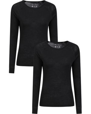 Mountain Warehouse Merino Round Neck Top Winter Base Layer - Black
